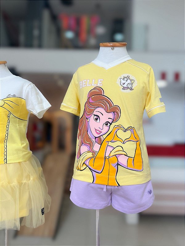 Blusa Infantil Princesa Bella Amarelo Anime