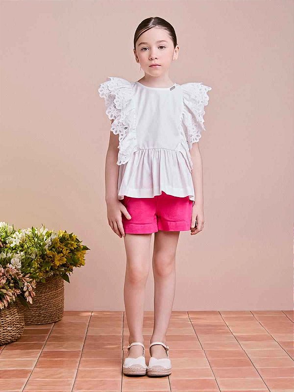 Shorts Infantil De Sarja Pink Anime