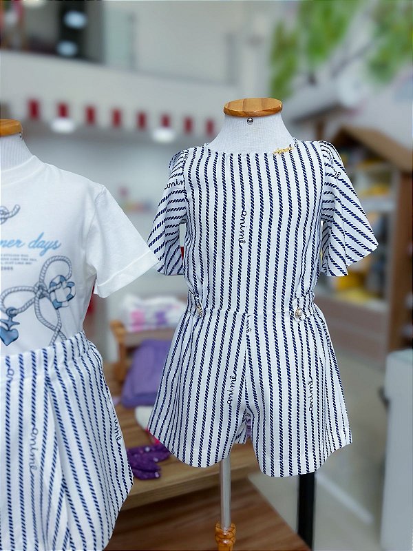 Macaquinho Infantil Listra De Giz Anime