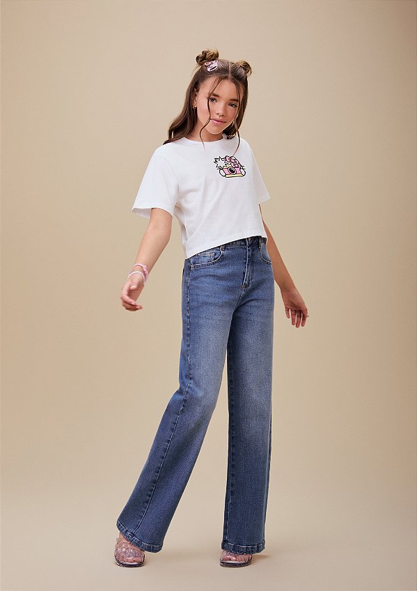 Calca Wide Teen Denim Jeans I Am