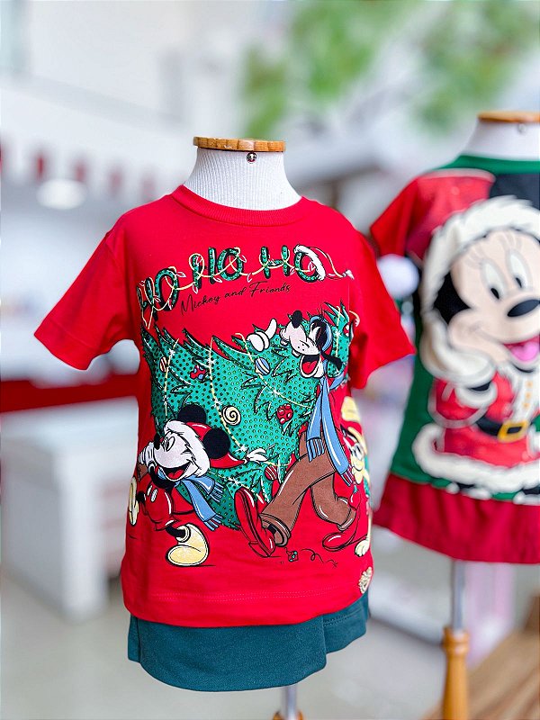 Tshirt Infantil Mickey E Amigos Vermelho Anime