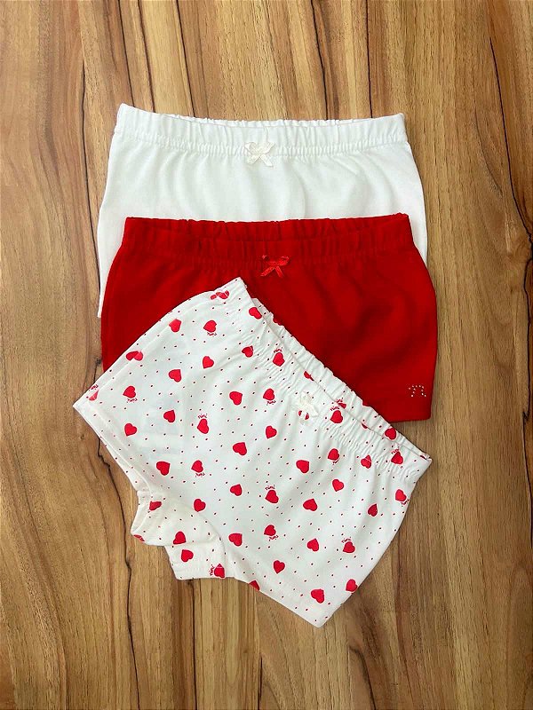 Kit Calcinha Infantil Corações Nini Bambini