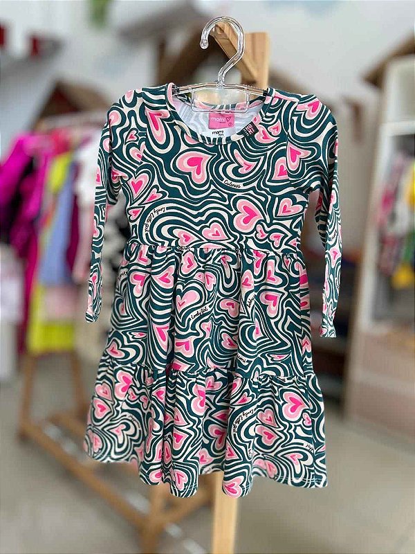 Vestido Infantil Coracoes Abstratos Momi