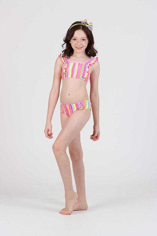 Biquini Faixinha Kids Maria Listras Coloridas Siri