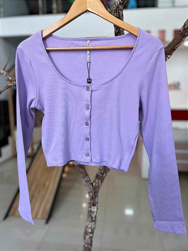 Blusa Ml Canelada Teen Lilas