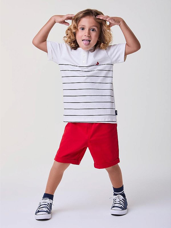 Conjunto Infantil Camiseta Botões Bimbi