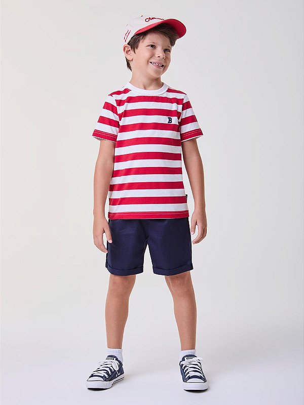 Conjunto Infantil Listras Vermelho Bimbi
