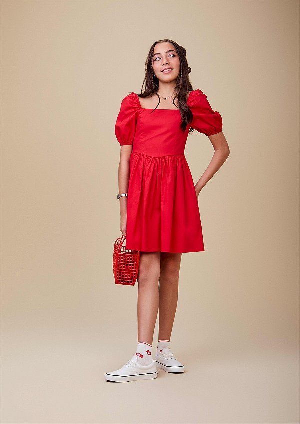 Vestido Vermelho Com Mangas Bufantes I Am