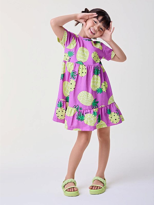 Vestido Infantil Abacaxis Bimbi