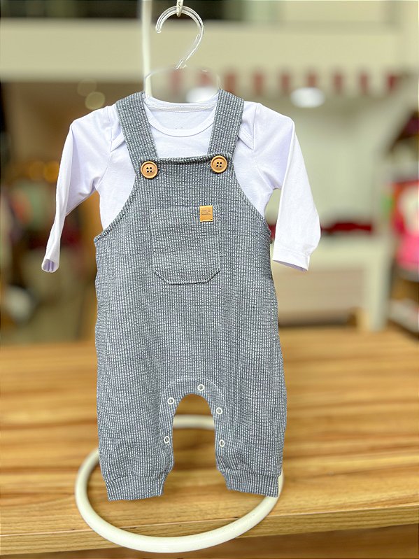 Jardineira Com Body Bebe Nini E Bambini