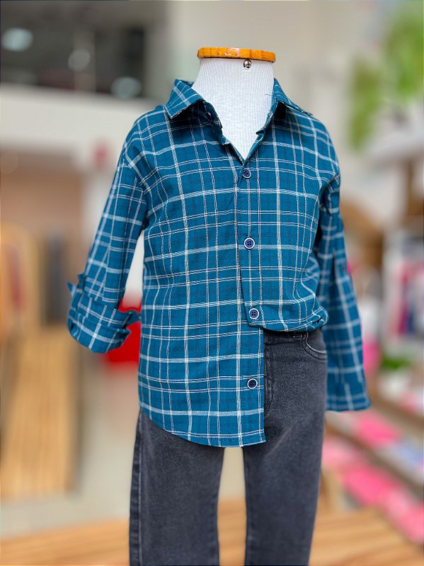 Camisa Infantil Xadrez Verde Nini E Bambine