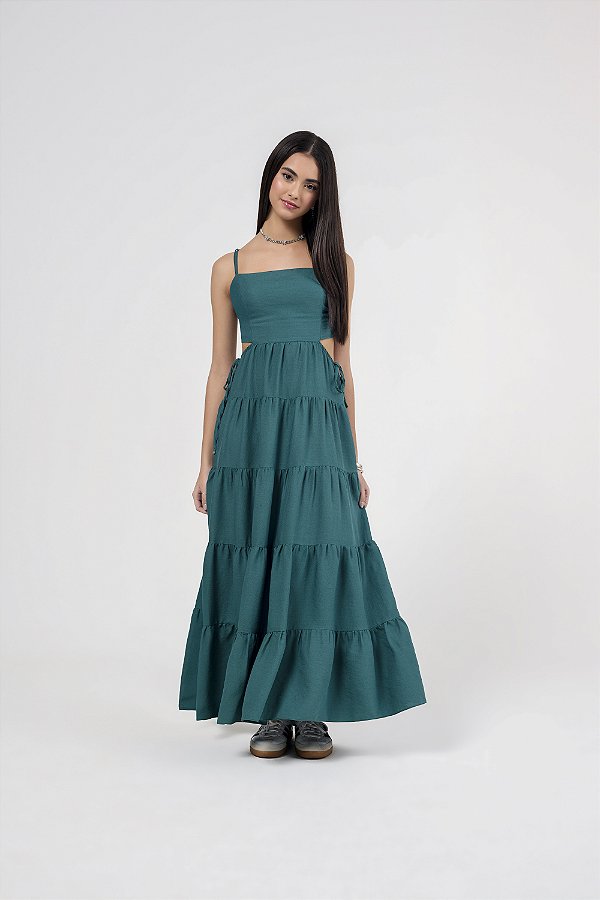 Vestido Longo Blanche Verde Bobbyluu