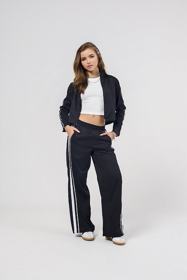 Calca Preta Listras Bobbyluu