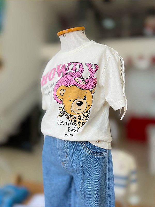 Blusa Infantil Ursinho Country Perola Momi
