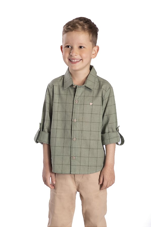 Camisa Infantil Xadrez Verde Nini Bambine