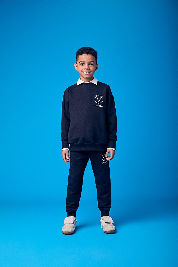 Conjunto Infantil Moletom Com Path Preto Youccie
