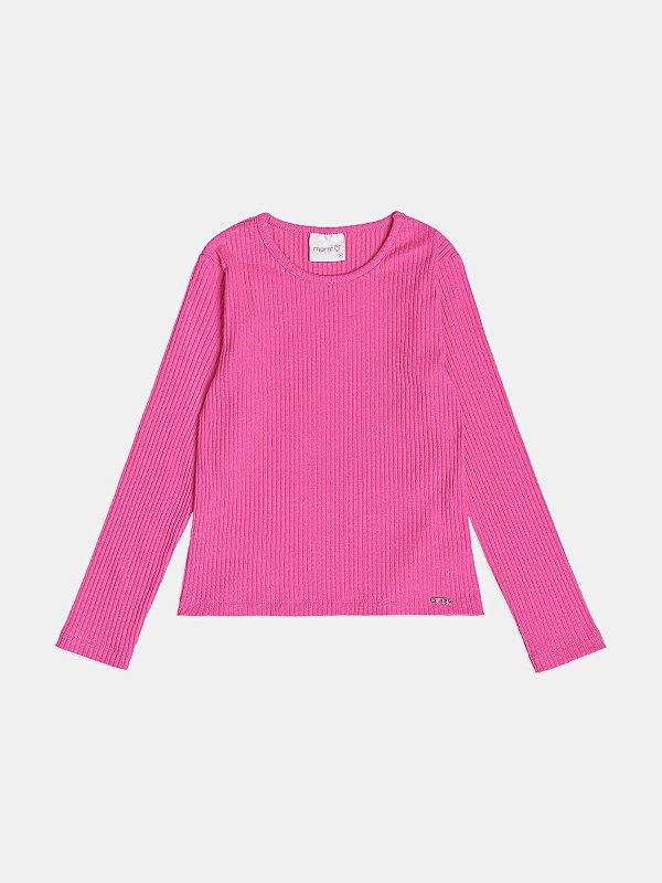 Blusa Infantil Basica Canelada Pink Momi