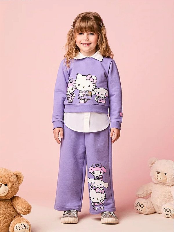 Conjunto De Moletom Hello Kitty Lavanda Momi