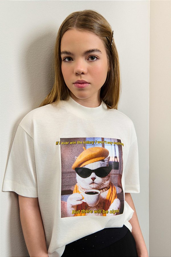 T-shirt Comfort Gato Touca E Oculos Authoria