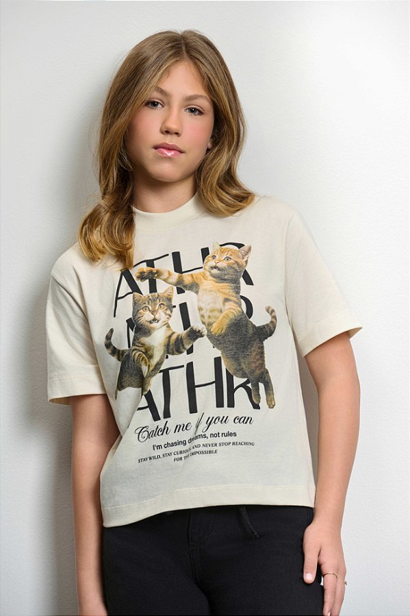 T-shirt Comfort Gatinhos Bege Vanilla Authoria