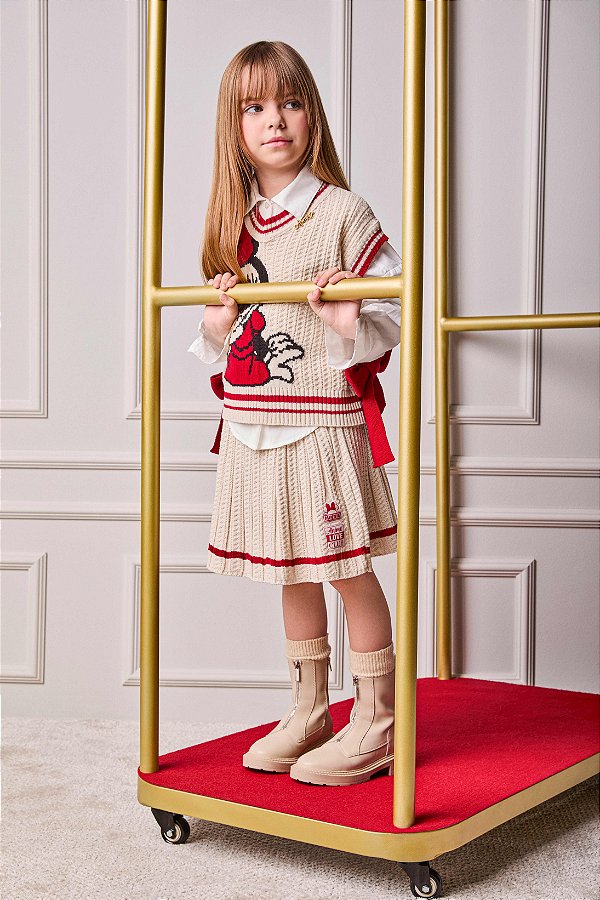 Conjunto De Tricot Infantil Minnie Laço Anime