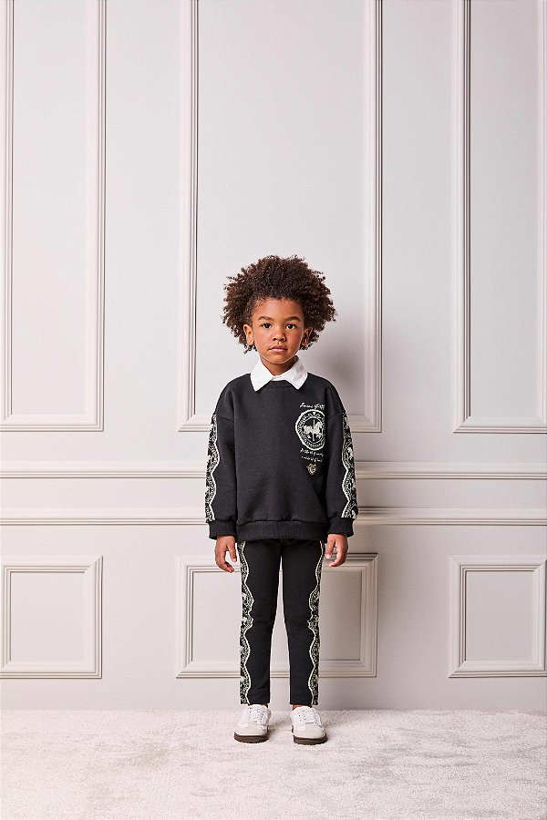 Conjunto De Moletom Preto Carroussel Anime