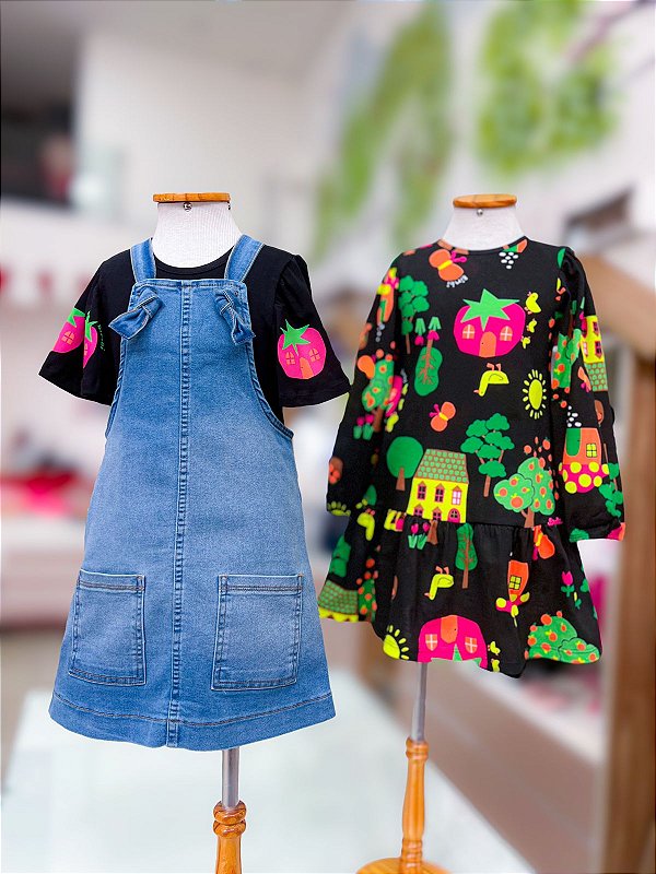 Salopete Jeans Com Bolsos Infantil Bimbi