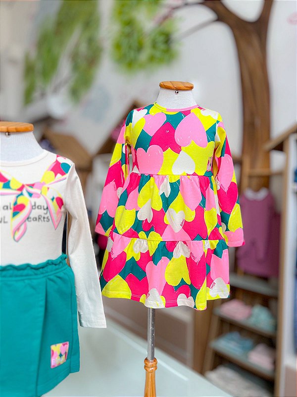 Vestido Infantil Coracoes Bimbi