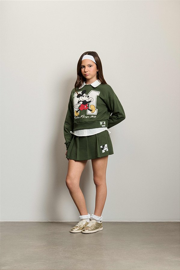 Blusa De Moletom Mickey Verde Musgo Authoria