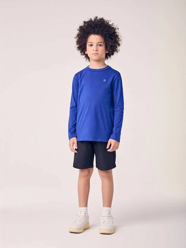 T-shirt Infantil Com Patch Azul Royal