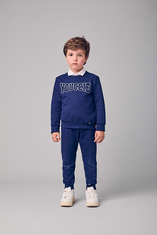 Conjunto De Moletom Infantil Marinho Youccie
