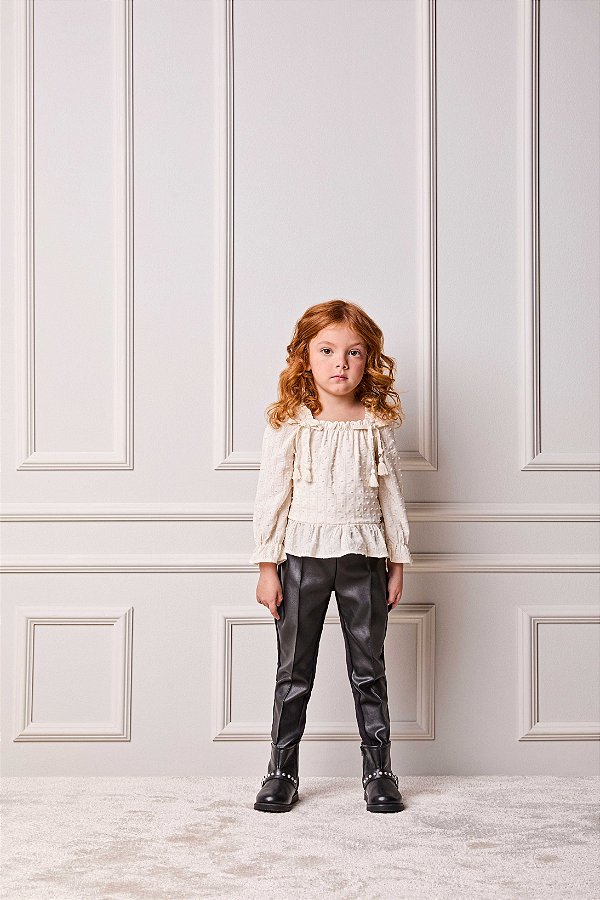 Calca Infantil Pu E Molecotton Preto Anime