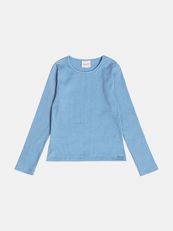 Blusa Infantil Basica Canelada Azul Momi