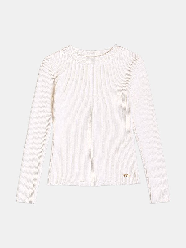 Blusa De Tricot Infantil Off White Momi