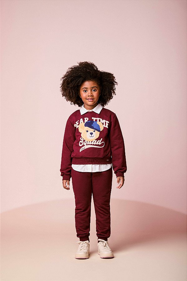 Conjunto Moletom Infantil Cramberry Ursinho Momi