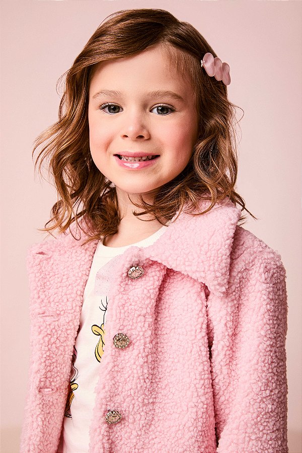 Casaco Pelo Infantil Rosa Blossom Momi