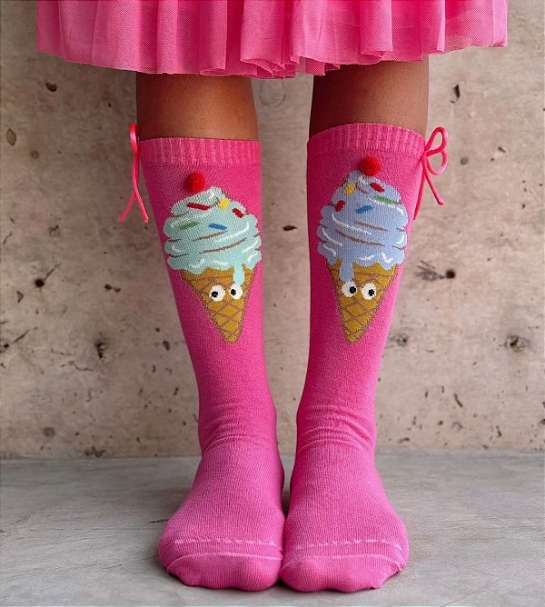 Meia Sorvetao Rosa 3/4 Cantarola