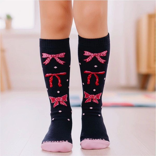 Meia Lacinho Preta 3/4 Cantarola