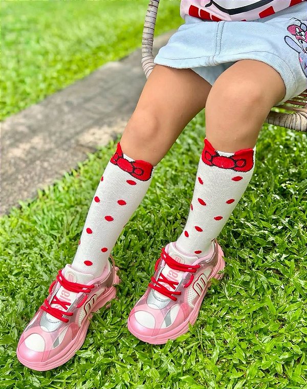 Meia Hello Branca 3/4 Cantarola