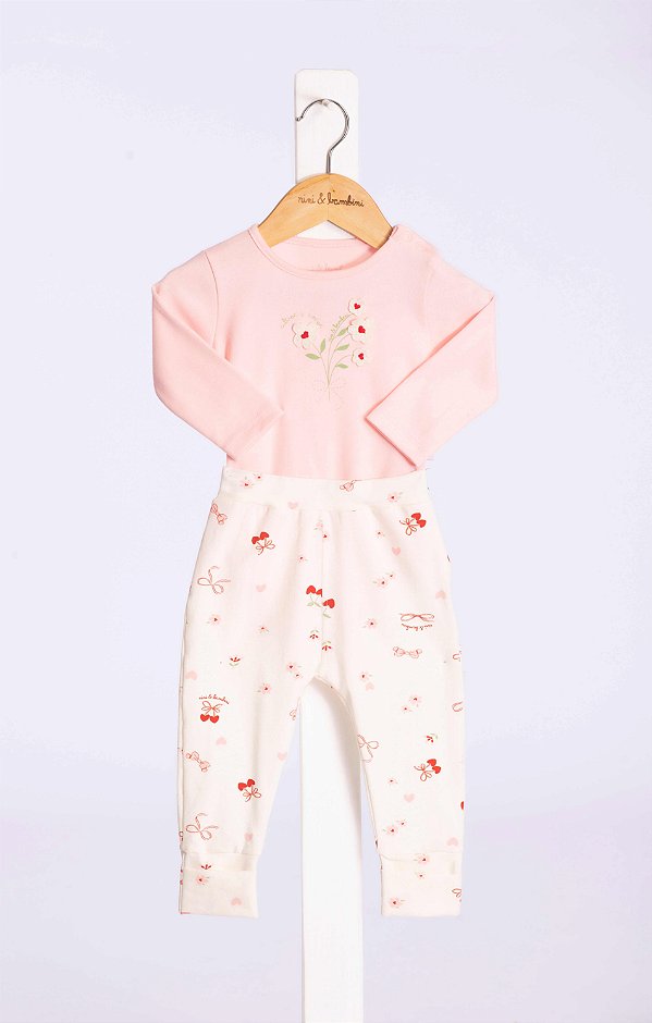 Conjunto Bebe Laço Flores Nini Bambine