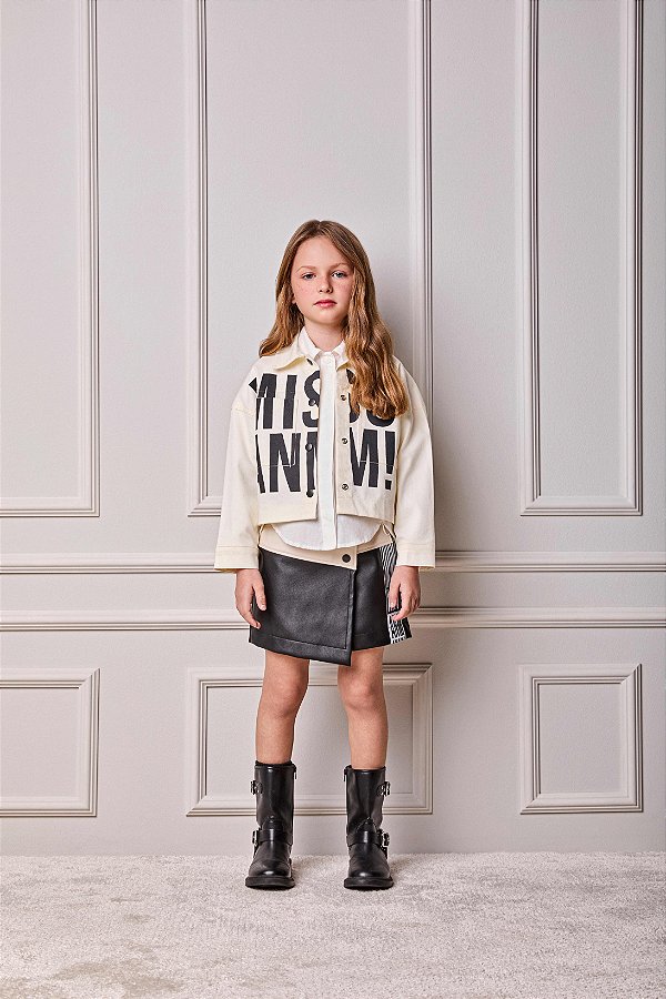 Shorts Saia Couro Preto Off Anime