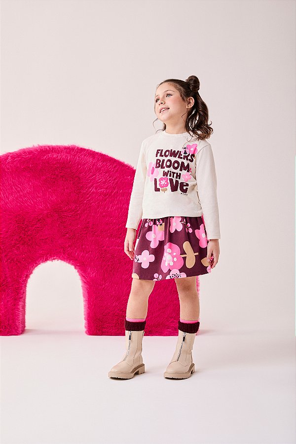 Conjunto Infantil Com Saia Flowers Bloom Bimbi