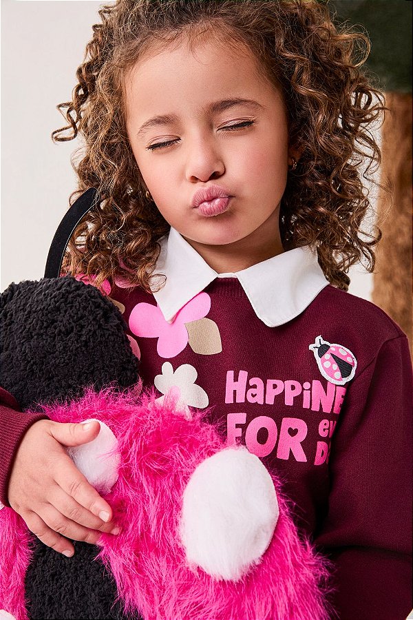 Conjunto De Moletom Happyness Cranberry Bimbi