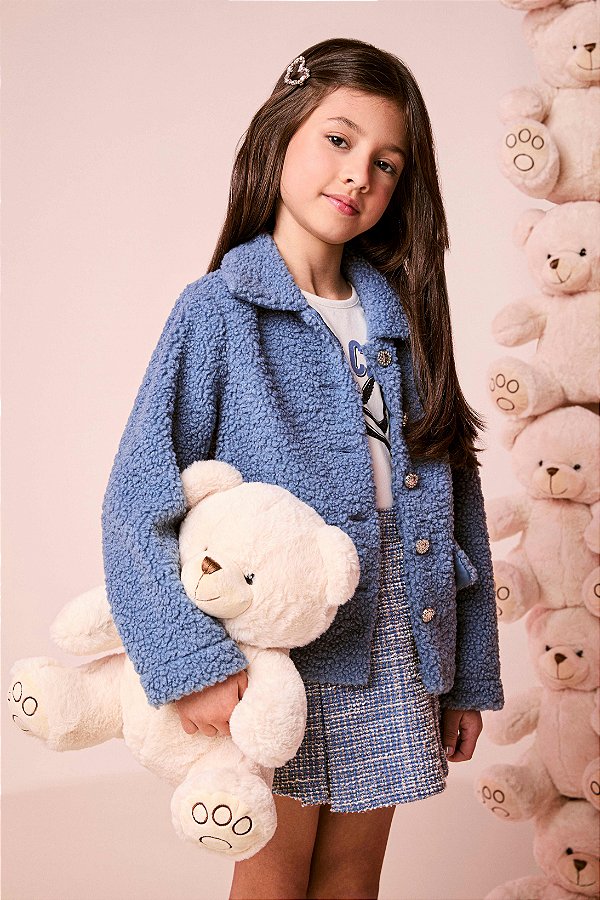 Casaco Pelo Infantil Azul Dolce Momi