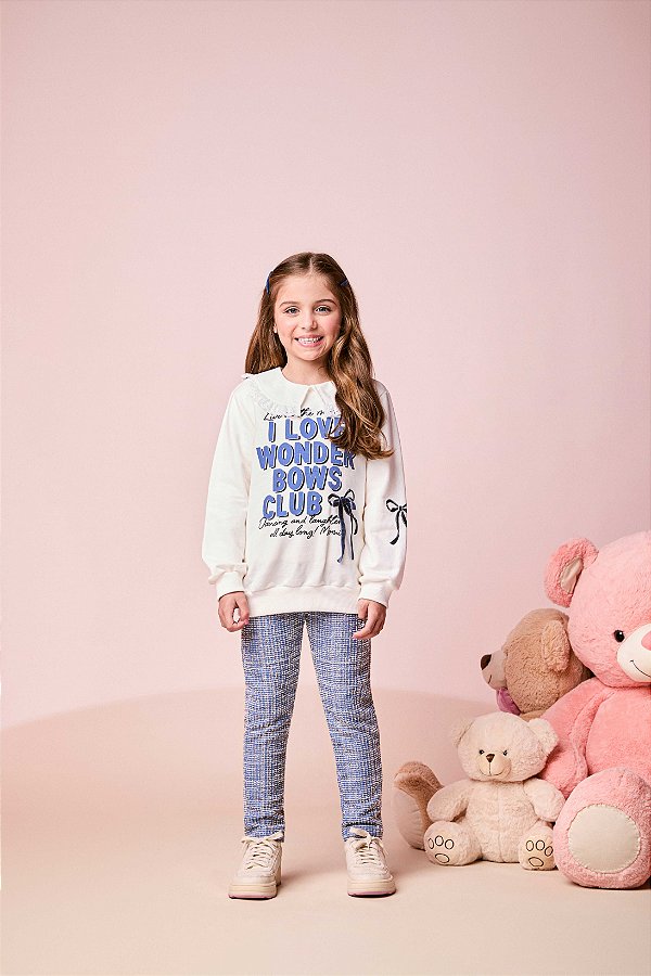 Conjunto Infantil Calça Tweed Azul Momi