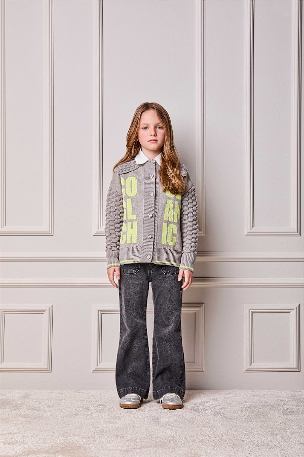 Calça Flair Infantil Jeans Preto Anime