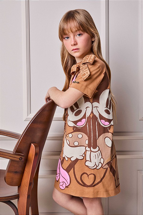 Vestido Infantil Minnie Com Laco Toffee Anime