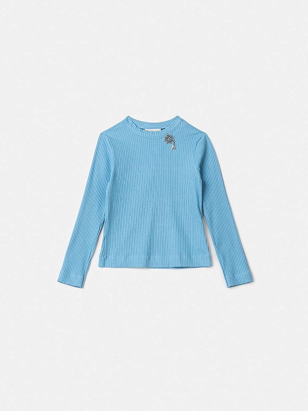 Blusa Infantil Canelada Azul Claro Anime