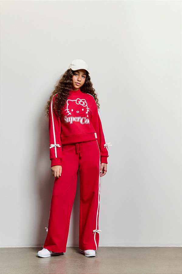 Conjunto De Moletom Hello Kitty Vermelho Authoria