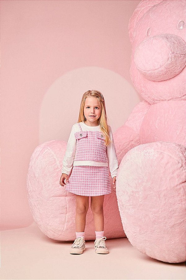 Conjunto Infantil Tweed Rosa Momi